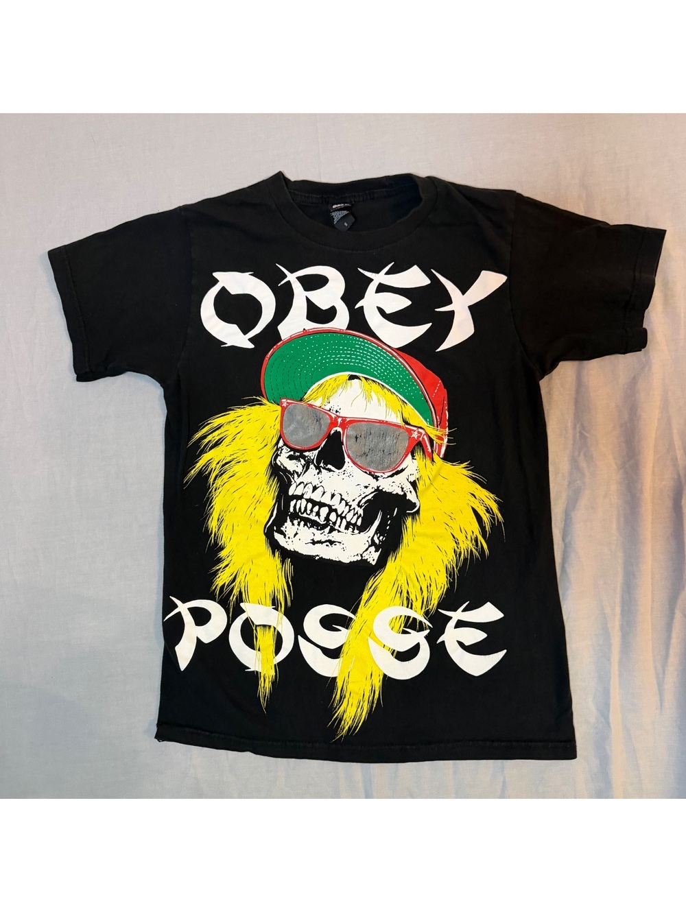 Obey Posse Black Skull Graphic T Shirt